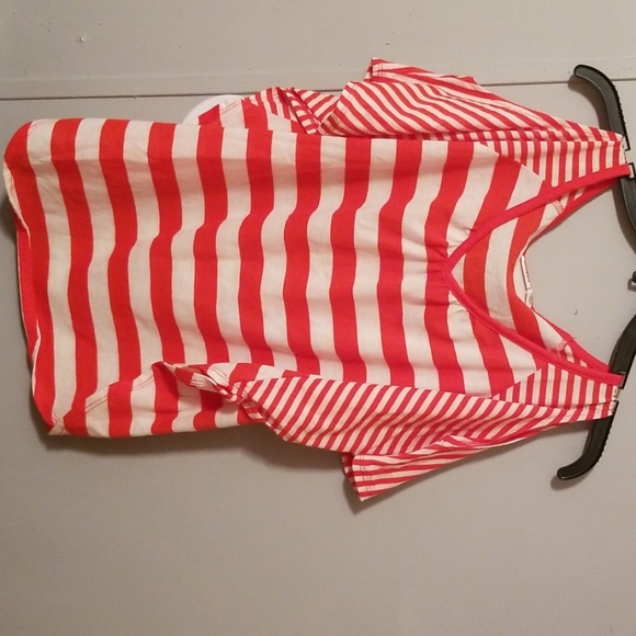 Red & White Striped Poncho Style Dress Top - Picture 3 of 5